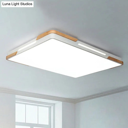 Stylish Nordic Rectangle Flushmount Acrylic Led Ceiling Light For Balcony And Hotel White