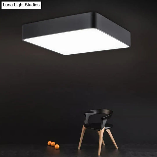 Stylish Office Illumination: Nordic Black Square Led Metal Flush Mount Ceiling Lamp