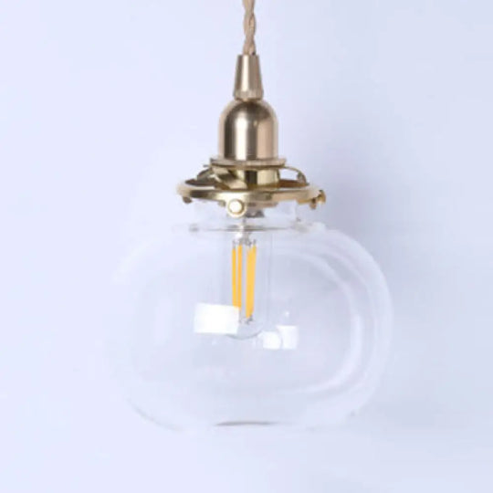 Stylish Oval Pendant Light In Brass With Glass Shade - Perfect For Cloth Shop Clear