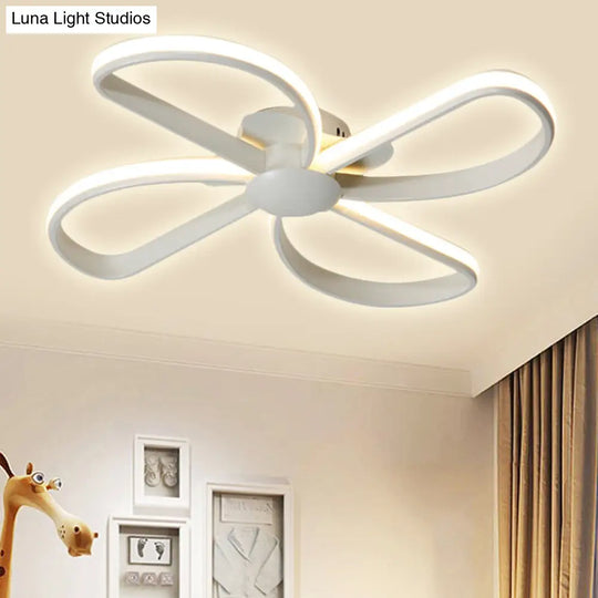 Stylish Petal Led Ceiling Mount Light - Acrylic White Lamp For Kids Bedrooms / Warm Small