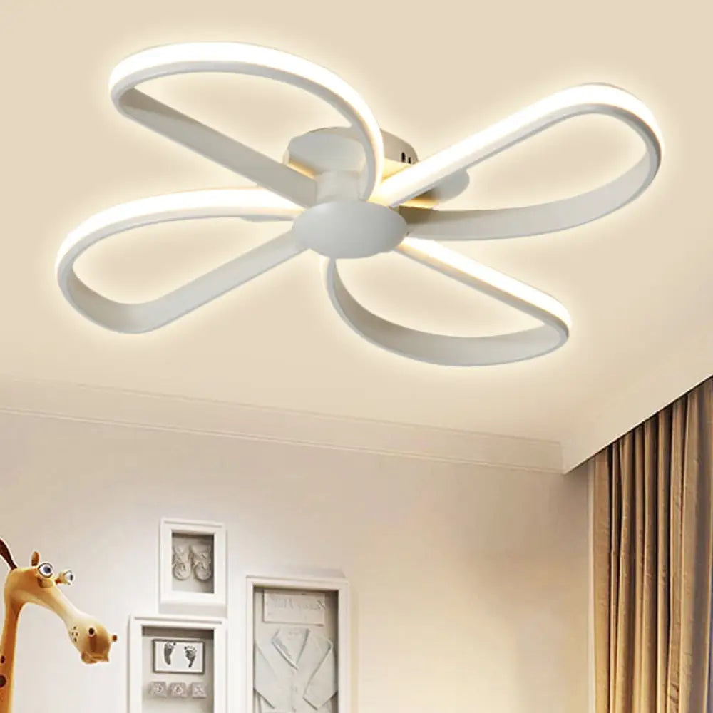 Stylish Petal Led Ceiling Mount Light - Acrylic White Lamp For Kids’ Bedrooms / Warm Small
