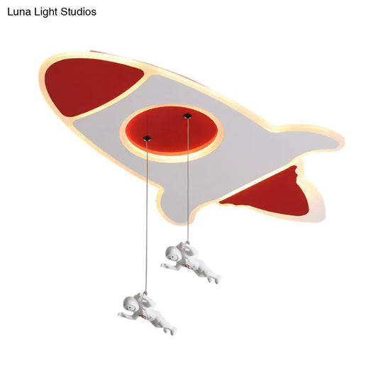 Stylish Rocket Ceiling Led Lamp - Cartoon Design 14’/16.5’ W Flush Mount Warm/White Light