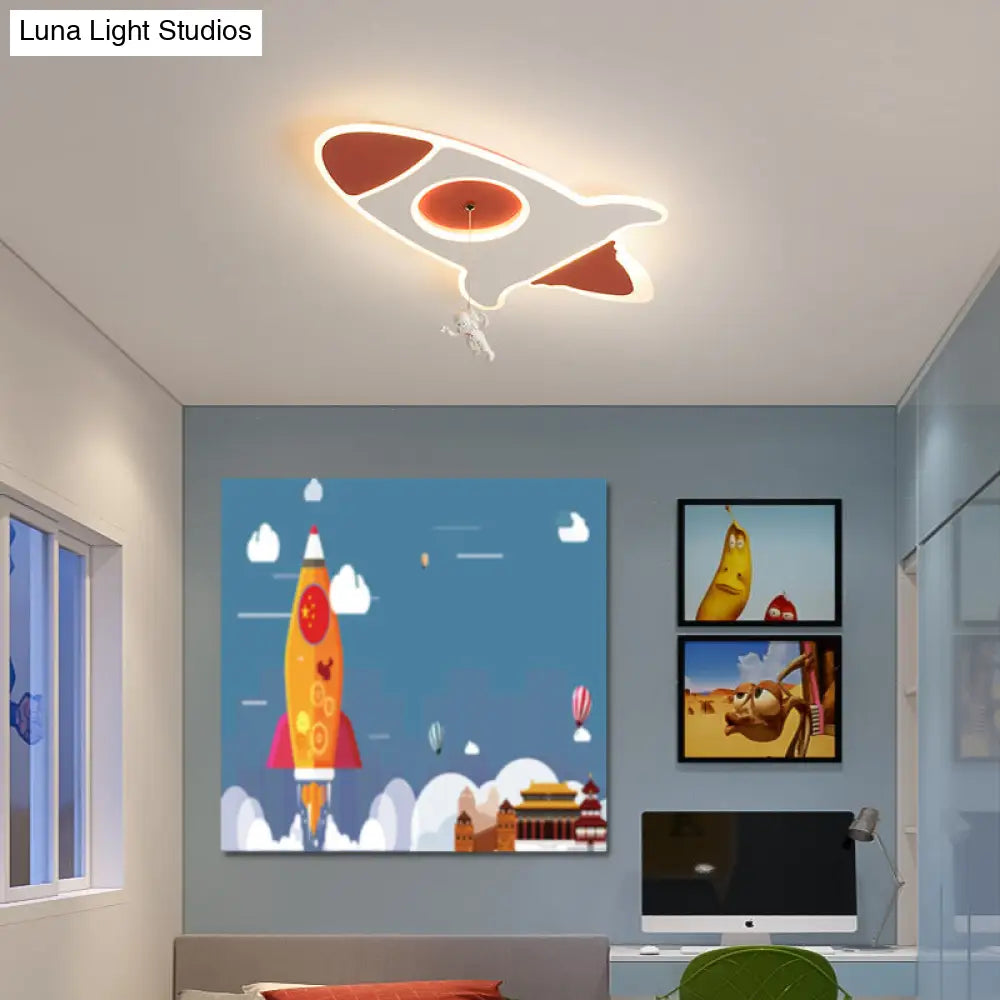 Stylish Rocket Ceiling Led Lamp - Cartoon Design 14’/16.5’ W Flush Mount Warm/White Light