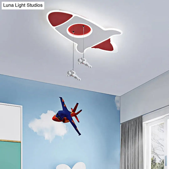 Stylish Rocket Ceiling Led Lamp - Cartoon Design 14/16.5 W Flush Mount Warm/White Light Red / 14