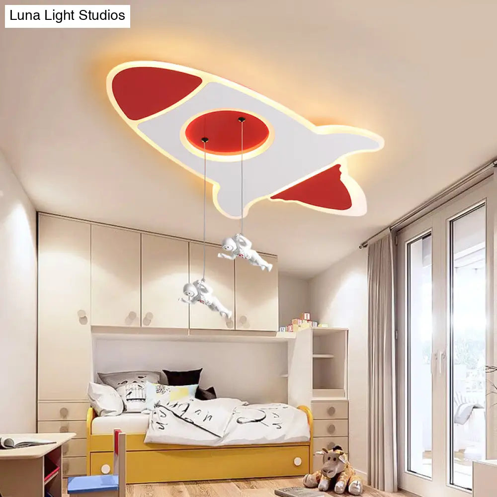 Stylish Rocket Ceiling Led Lamp - Cartoon Design 14/16.5 W Flush Mount Warm/White Light Red / 14