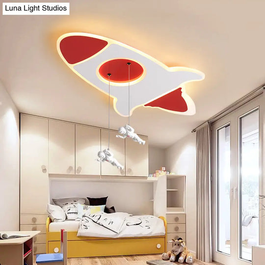 Stylish Rocket Ceiling Led Lamp - Cartoon Design 14/16.5 W Flush Mount Warm/White Light Red / 14