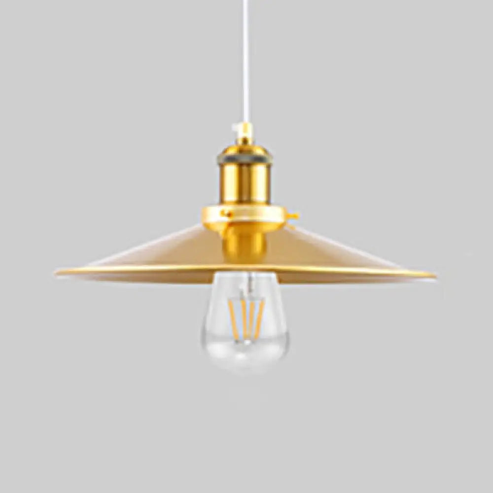 Stylish Mid Century Saucer Pendant Lamp - 12/14 Inch Wide 1 Light Metallic Gold Perfect For Bedside
