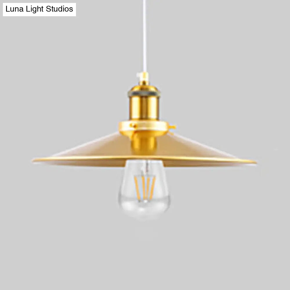 Stylish Mid Century Saucer Pendant Lamp - 12/14 Inch Wide 1 Light Metallic Gold Perfect For Bedside