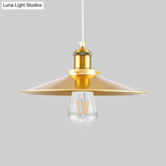 Stylish Mid Century Saucer Pendant Lamp - 12/14 Inch Wide 1 Light Metallic Gold Perfect For Bedside