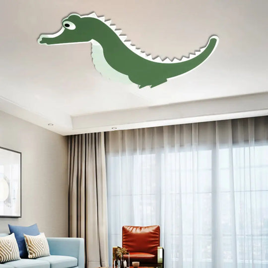 Stylish Sea Horse Led Ceiling Light In Orange/Green With Warm/White Glow Green / Warm