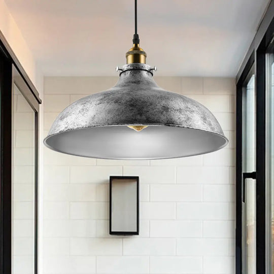 Stylish Silver Gray Iron Dome Ceiling Light With Cord For Living Room Décor