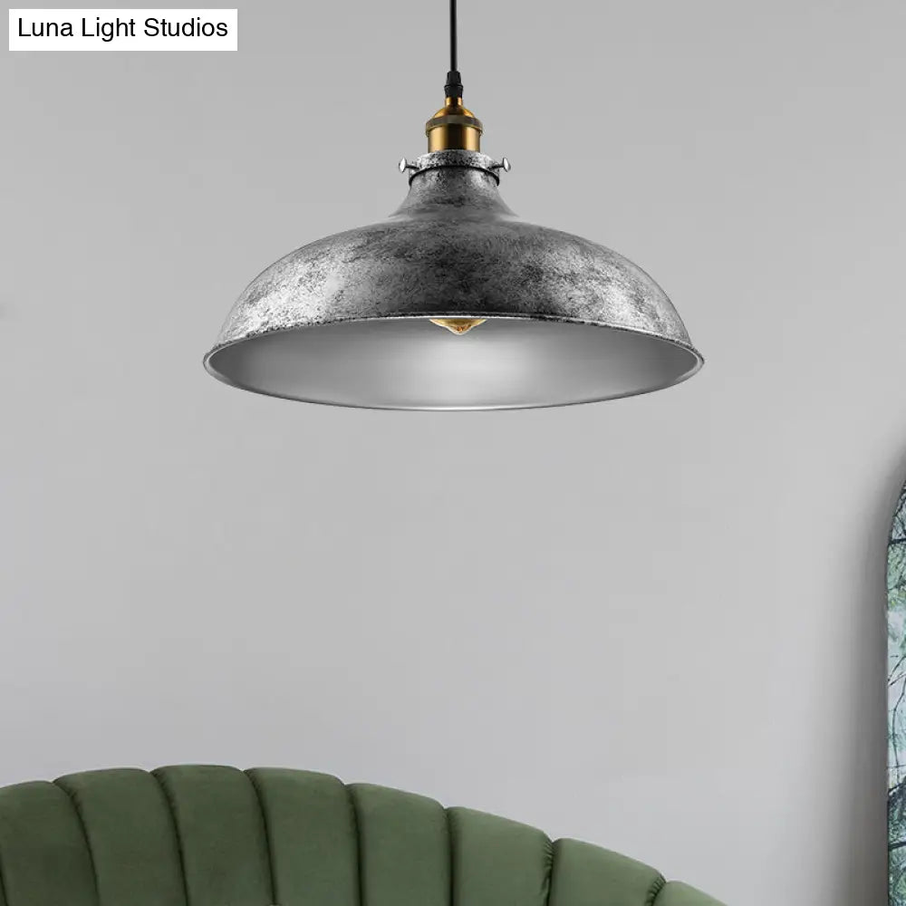 Stylish Silver Gray Iron Dome Ceiling Light With Cord For Living Room Décor