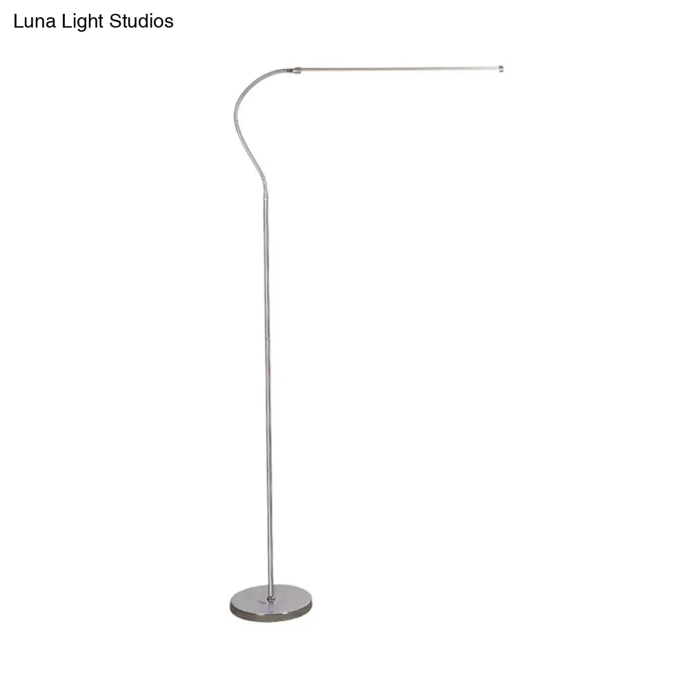 Stylish Silver Led Floor Lamp With Gooseneck Arm Perfect For Study Room