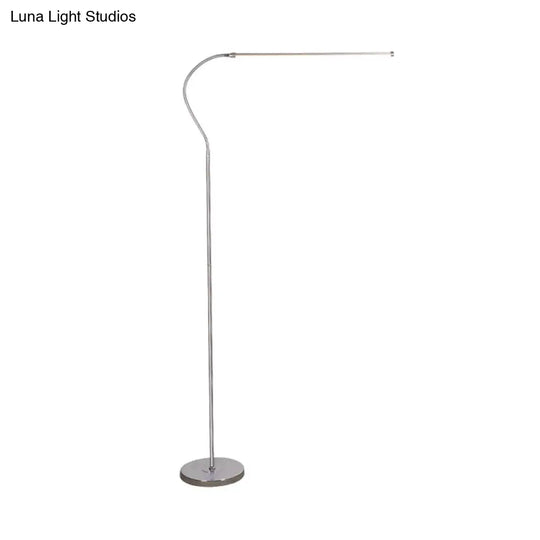 Stylish Silver Led Floor Lamp With Gooseneck Arm Perfect For Study Room