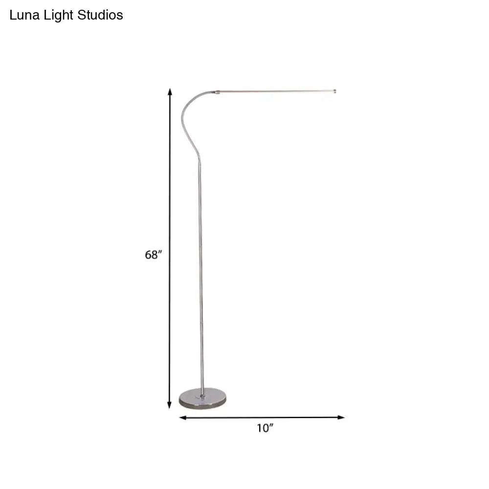 Stylish Silver Led Floor Lamp With Gooseneck Arm Perfect For Study Room