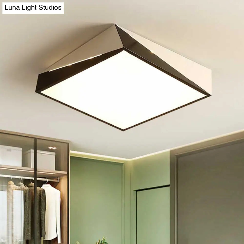 Stylish Split Design Led Flush Mount In Black And White With Warm/White Light For Living Room