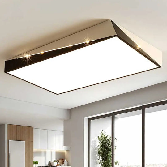 Stylish Split Design Led Flush Mount In Black And White With Warm/White Light For Living Room