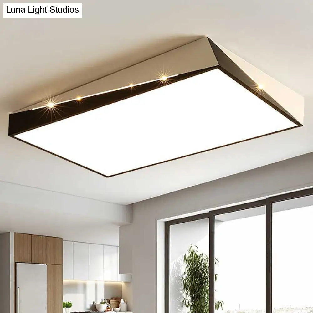 Stylish Split Design Led Flush Mount In Black And White With Warm/White Light For Living Room