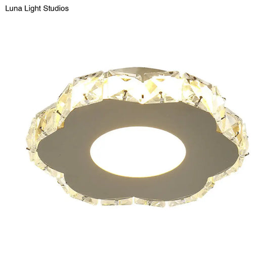 Stylish Stainless Steel Led Flush Light With Crystal Accents For Hallway