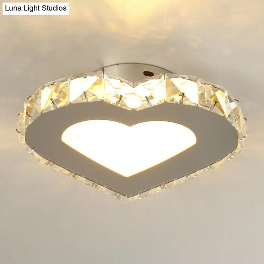 Stylish Stainless Steel Led Flush Light With Crystal Accents For Hallway Stainless-Steel / Loving