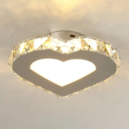 Stylish Stainless Steel Led Flush Light With Crystal Accents For Hallway Stainless - Steel / Loving