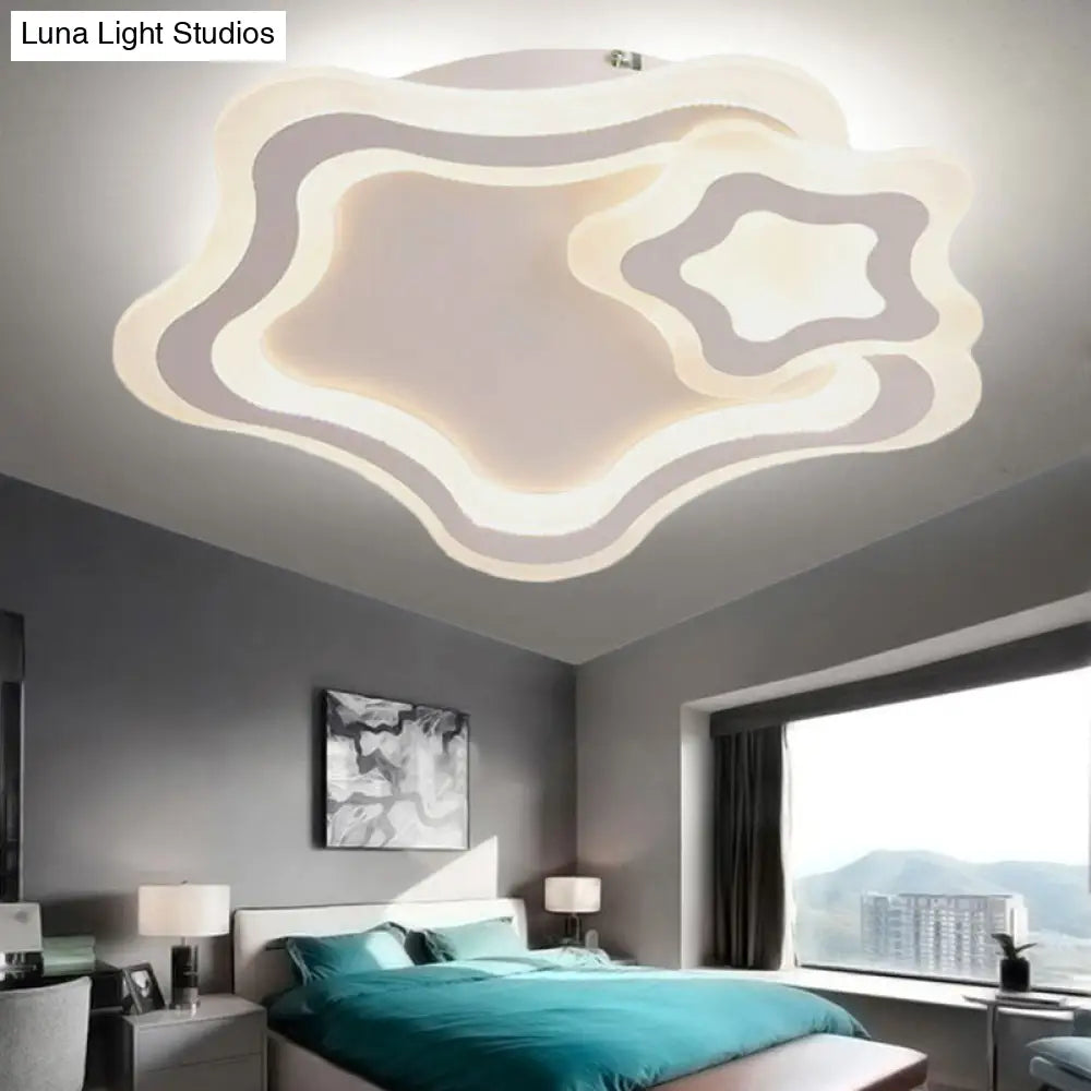 Stylish Star Acrylic Led Flush Ceiling Light For Bedroom White / Warm