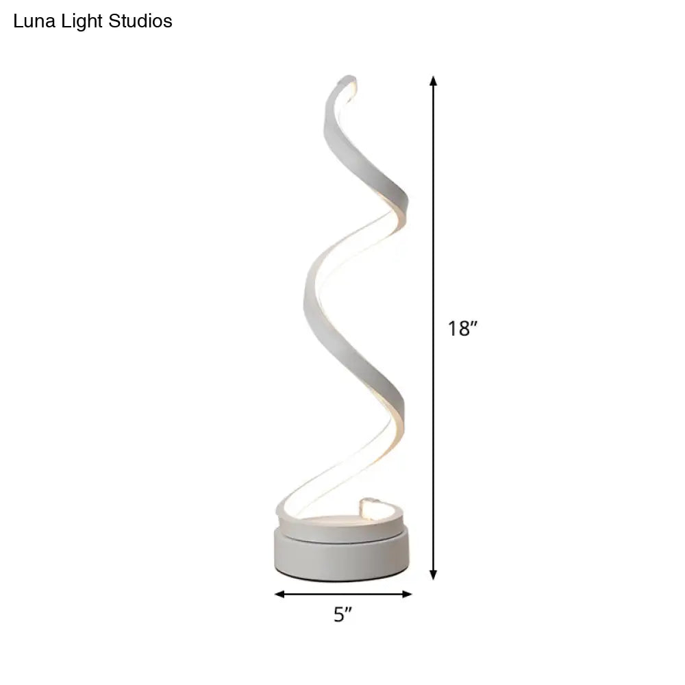 Stylish Swirl Led Table Lamp - Minimalist Acrylic Night Lighting For Bedroom In White