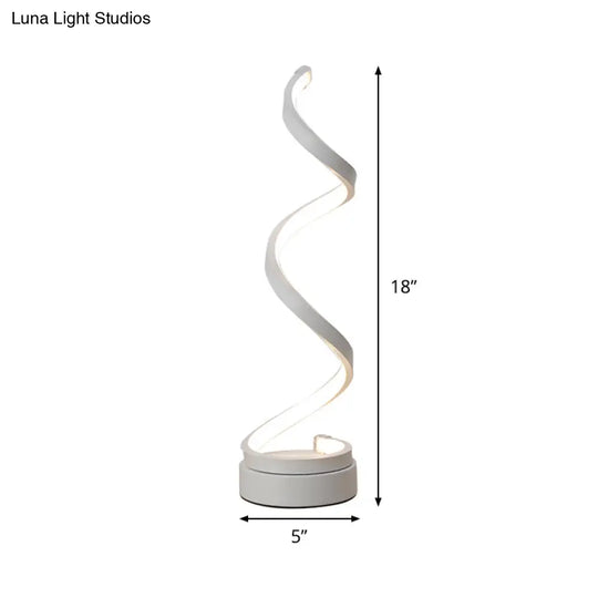 Stylish Swirl Led Table Lamp - Minimalist Acrylic Night Lighting For Bedroom In White