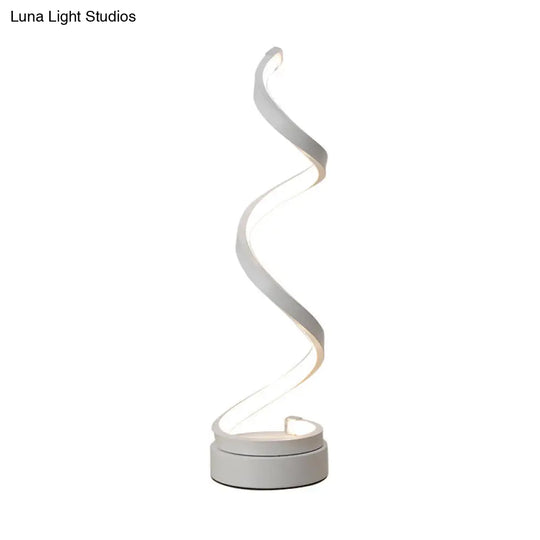 Stylish Swirl Led Table Lamp - Minimalist Acrylic Night Lighting For Bedroom In White