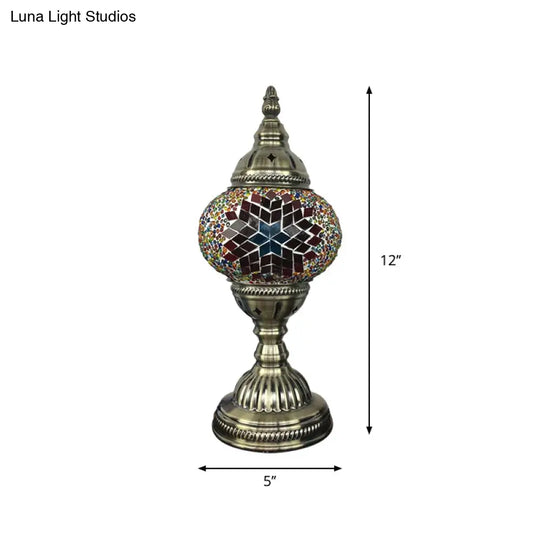 Stylish Turkish Bedroom Table Lamp - Spherical Glass Shade Bronze Finish