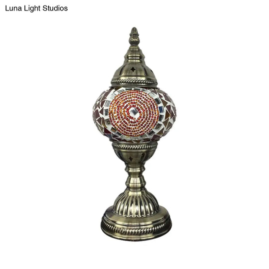 Stylish Turkish Bedroom Table Lamp - Spherical Glass Shade Bronze Finish