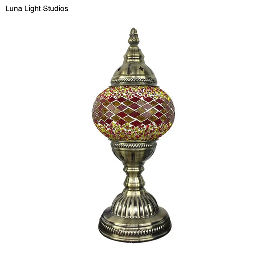 Stylish Turkish Bedroom Table Lamp - Spherical Glass Shade Bronze Finish