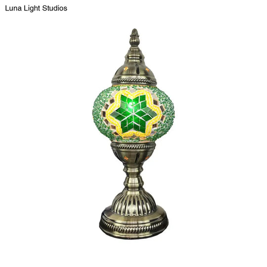 Stylish Turkish Bedroom Table Lamp - Spherical Glass Shade Bronze Finish