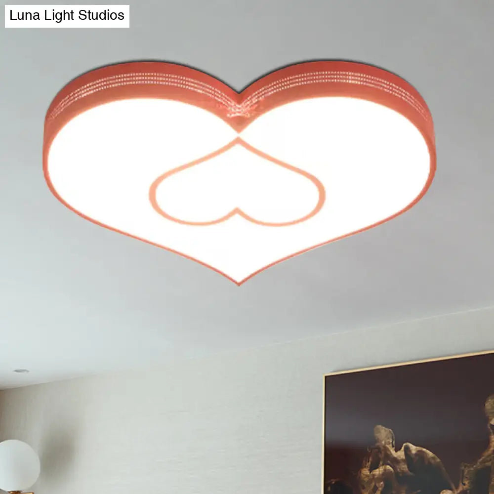 Stylish Two-Heart Led Ceiling Light: Eye-Caring Acrylic Flush Mount For Hallway