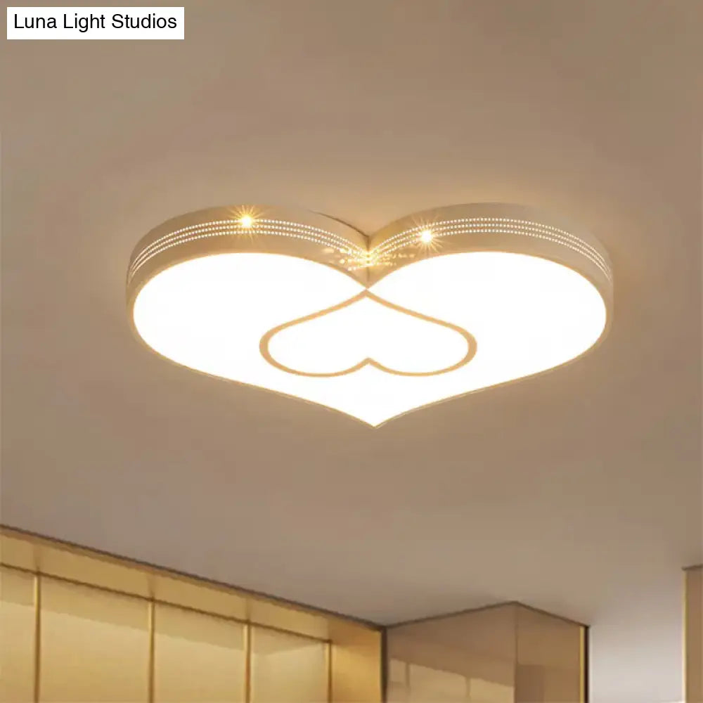 Stylish Two-Heart Led Ceiling Light: Eye-Caring Acrylic Flush Mount For Hallway