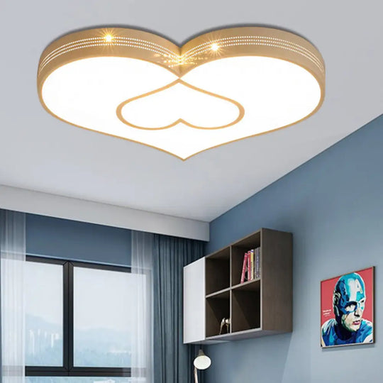 Stylish Two-Heart Led Ceiling Light: Eye-Caring Acrylic Flush Mount For Hallway White / Warm