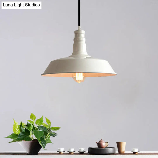 Barn Dining Table Hanging Light Fixture Vintage Metal Lamp - 1 Bulb White 10/14 Diameter