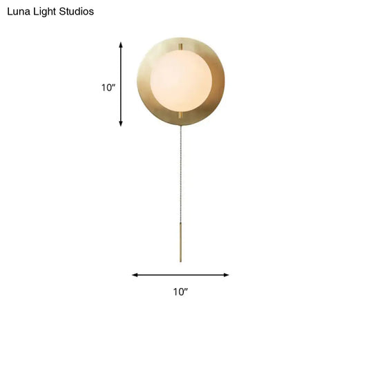 Stylish White Orb Shade Wall Light With Brass Base - Modern Metal Glass Lamp For Boutique