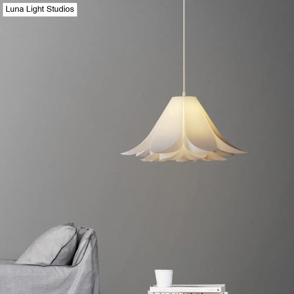 White Lily Shaped Pendant Lamp With Acrylic Shade - Modern Suspension Lighting