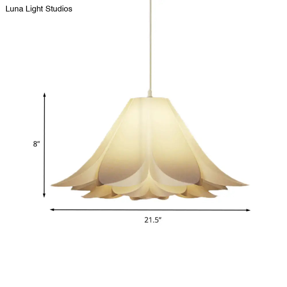 White Lily Shaped Pendant Lamp With Acrylic Shade - Modern Suspension Lighting