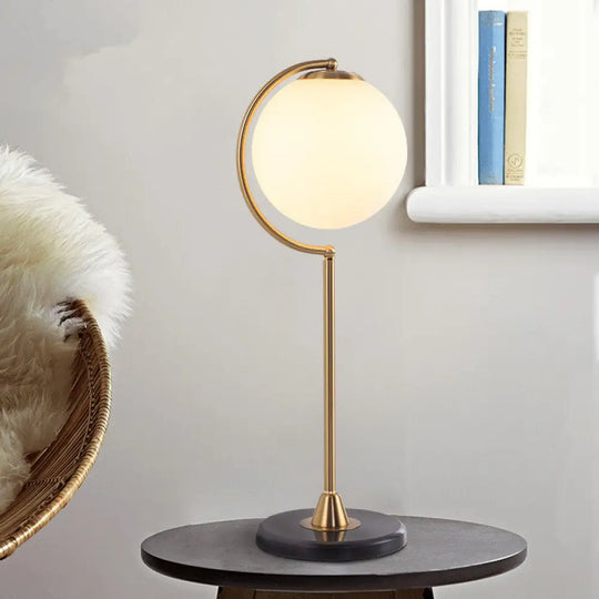 Sulafat - Gold S/C Shaped/Bend Bedside Table Light Metal 1/2-Head Designer Night Lamp In With Ball