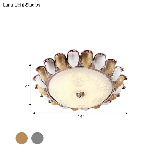 Sunflower Glass Ceiling Lamp: Textured Led Flush Mount 14’/18’/22’ Width Silver/Gold Ideal