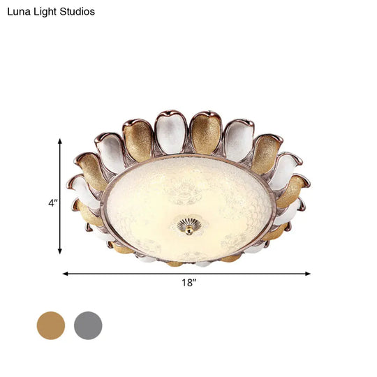 Sunflower Glass Ceiling Lamp: Textured Led Flush Mount 14/18/22 Width Silver/Gold Ideal For