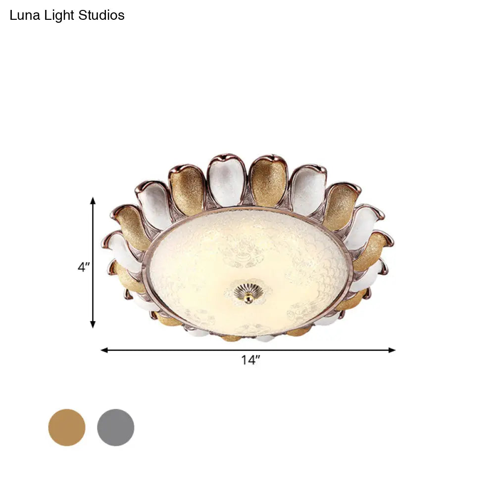 Sunflower Glass Ceiling Lamp: Textured Led Flush Mount 14/18/22 Width Silver/Gold Ideal For