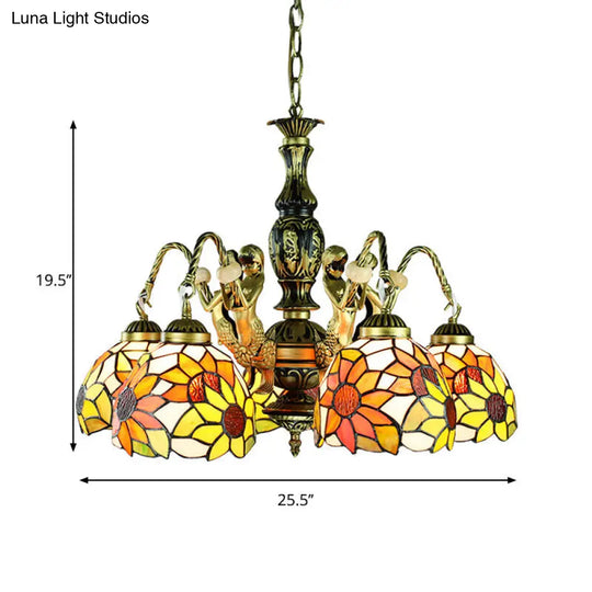 Sunflower Stained Glass Pendant Lamp - Tiffany Chandelier Light Fixture