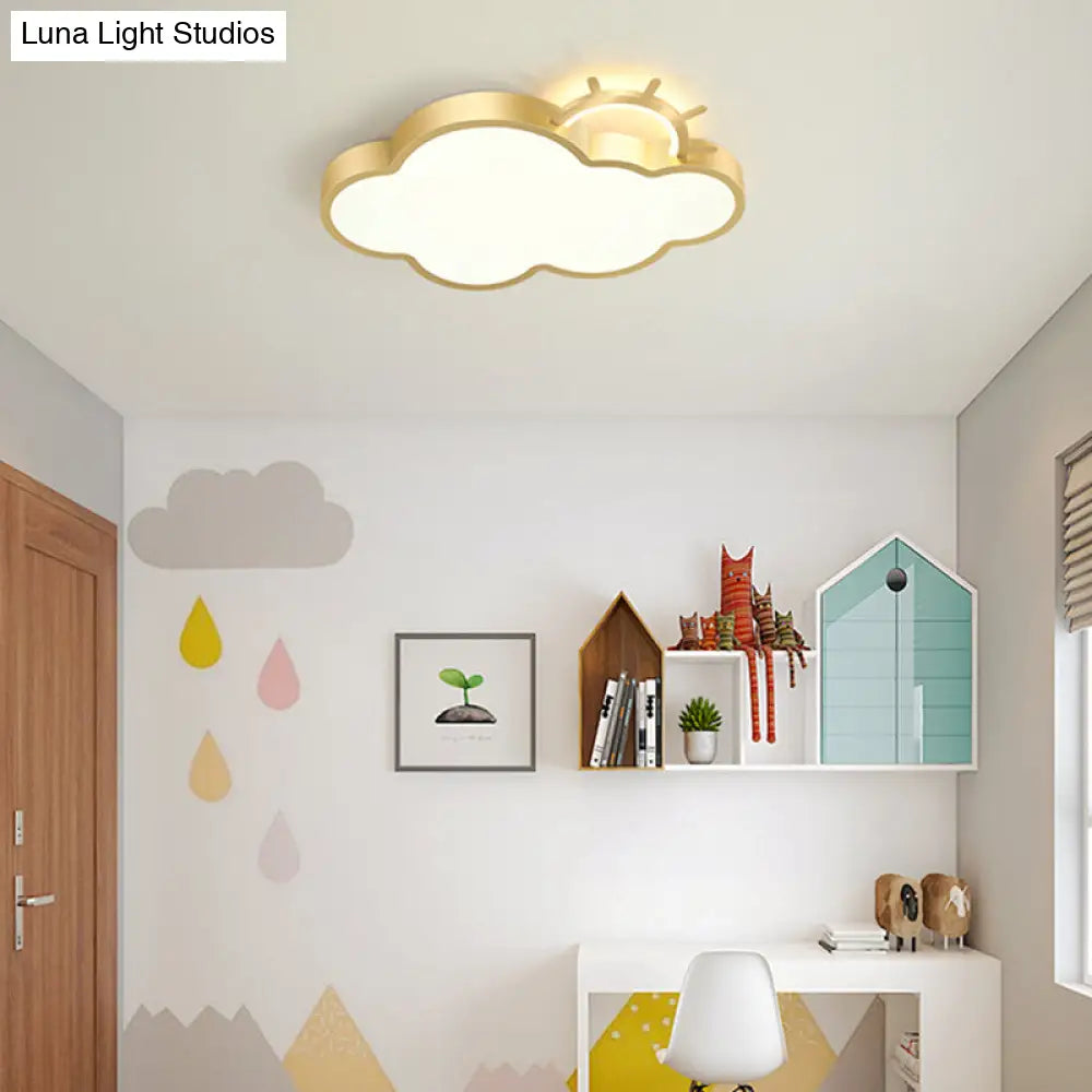 Sunrise Cartoon Led Flushmount Ceiling Light For Kids Bedroom