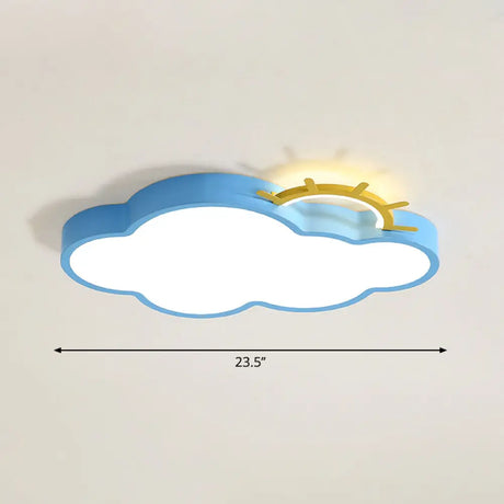 Sunrise Cartoon Led Flushmount Ceiling Light For Kids Bedroom Blue / Warm Cloud