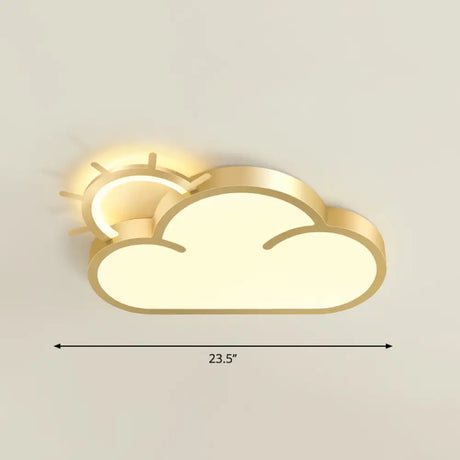 Sunrise Cartoon Led Flushmount Ceiling Light For Kids Bedroom Gold / Warm Sun
