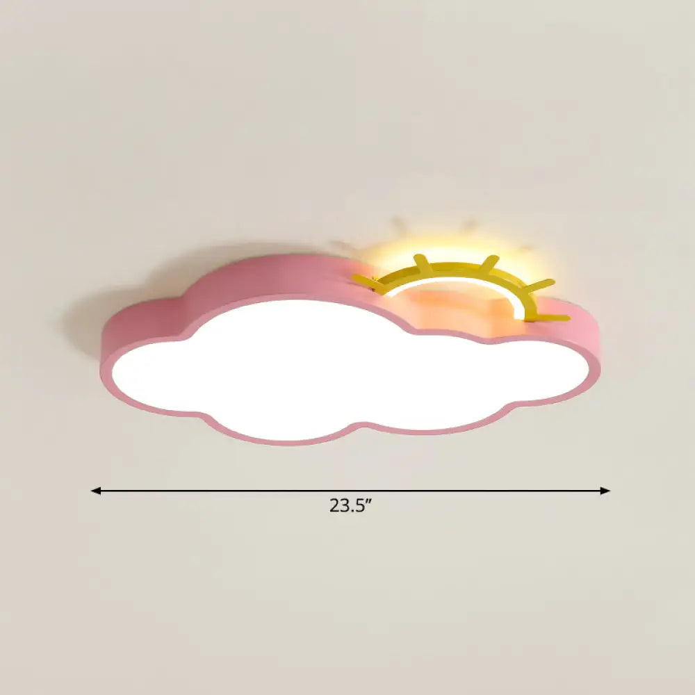 Sunrise Cartoon Led Flushmount Ceiling Light For Kids Bedroom Pink / Warm Cloud