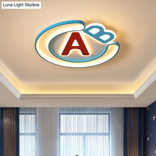 Super Thin English Letter Led Flush Mount Lighting For Kids Bedroom - Blue Warm/White Light / Warm
